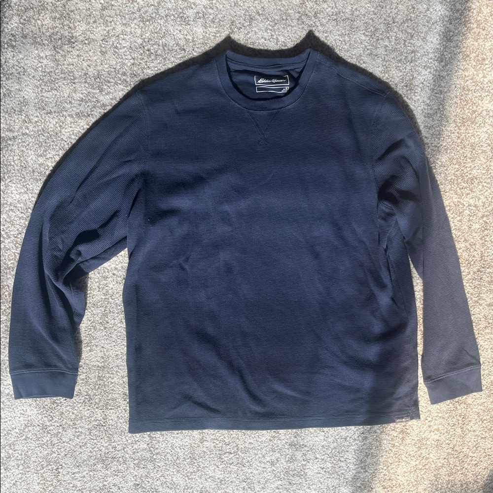 Eddie Bauer Navy Long Sleeve Waffle Shirt (XL)